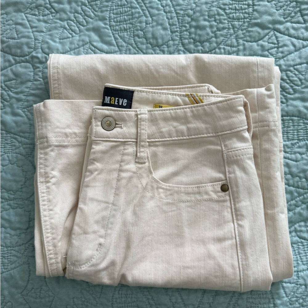 Maeve Women's Wide Leg Light Cream Jeans